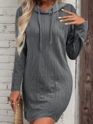 Drawstring Hooded Sweater Dress